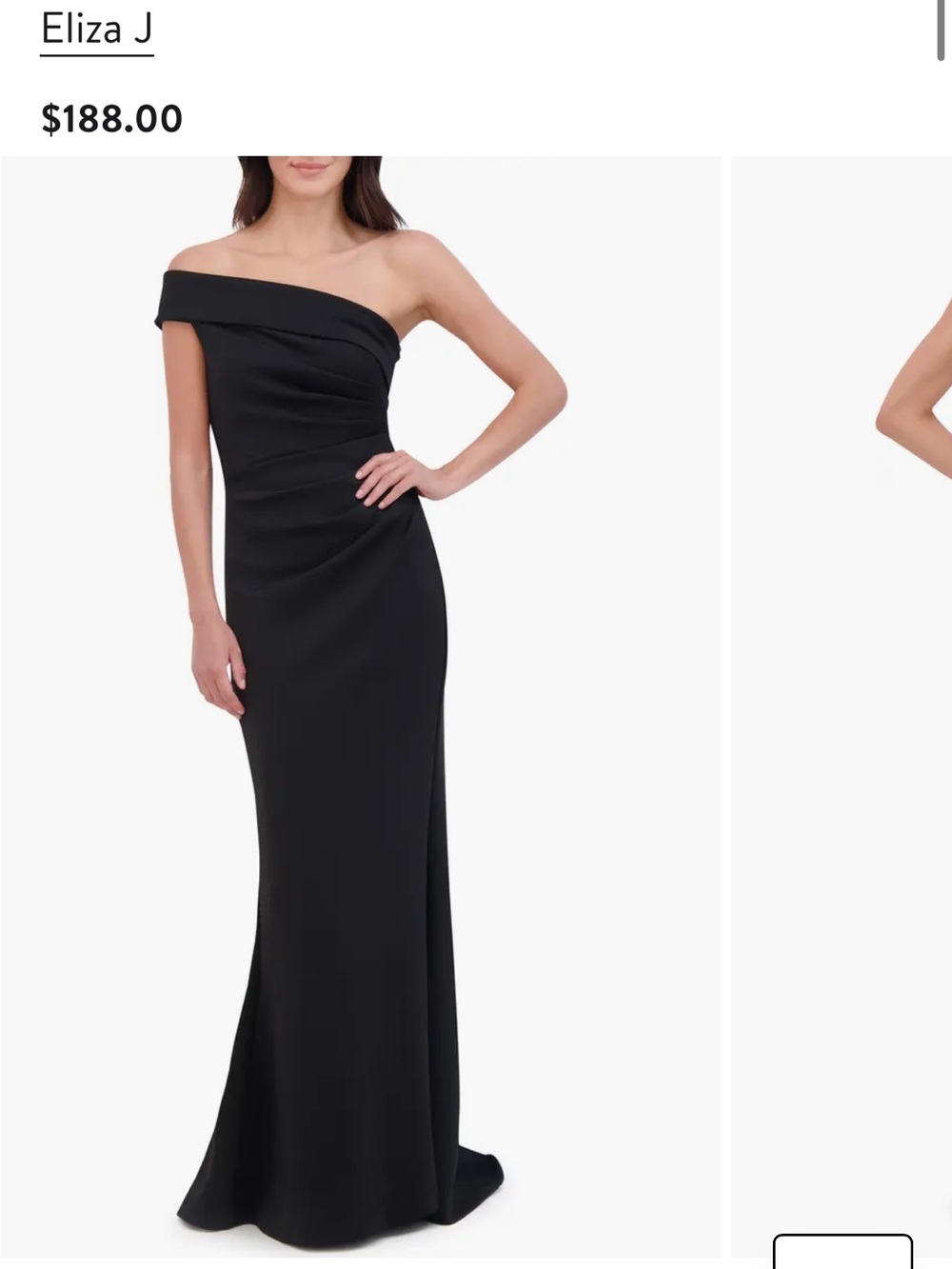 Eliza J Black One-Shoulder Column Gown